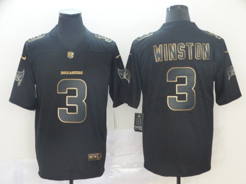 Men Tampa Bay Buccaneers 3 Winston Nike Vapor Limited Black Golden NFL Jerseys